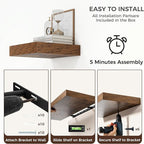 Square Floating Shelves for Wall, 12" W x 12" D x 2" H, 2 Pack of Small Wall Mounted Engineered Wood Shelves with Invisible B
