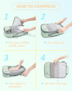 BAGSMART 6 Set /4 Set/2 Set Compression Packing Cubes for Travel, Lightweight Luggage Organizer Bags, Durable Space Saver Bag