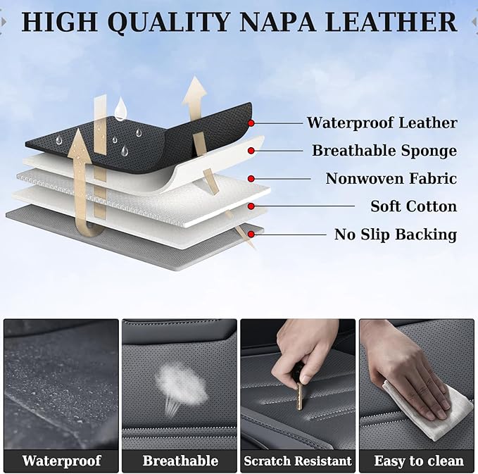 Coverado Car Seat Covers, Front Covers for Cars, Car Seat Cover Front Seats, Car Seat Protector Waterproof, Leather Car Seat 