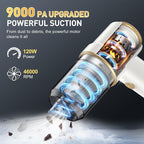KMM Handheld Car Vacuum Cleaner, 9000PA Vacuum Cleaner & Air Duster, 120W High Power Vacuum Portable Cordless, Hand Held Vacu