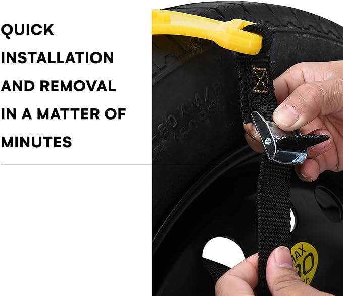 Boulder Tools Adjustable Anti-Slip Tire Chains for Car, Truck, SUVs - Compatible for (7.2-11.6 inch) Tires, Easy Install and 