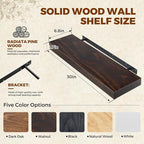 Floating Wall Shelves 30x6.8x1.7 Inch – Solid Wood Rustic Shelves in Walnut Finish – Wall Mounted Heavy Duty Display Shelf fo