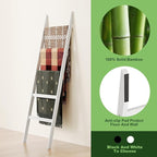 Blanket Ladder Towel Racks For Bathroom 5 Layers Towel Holder 100% Bamboo Wood Sturdy Construction No Need Wall Drilling Quil