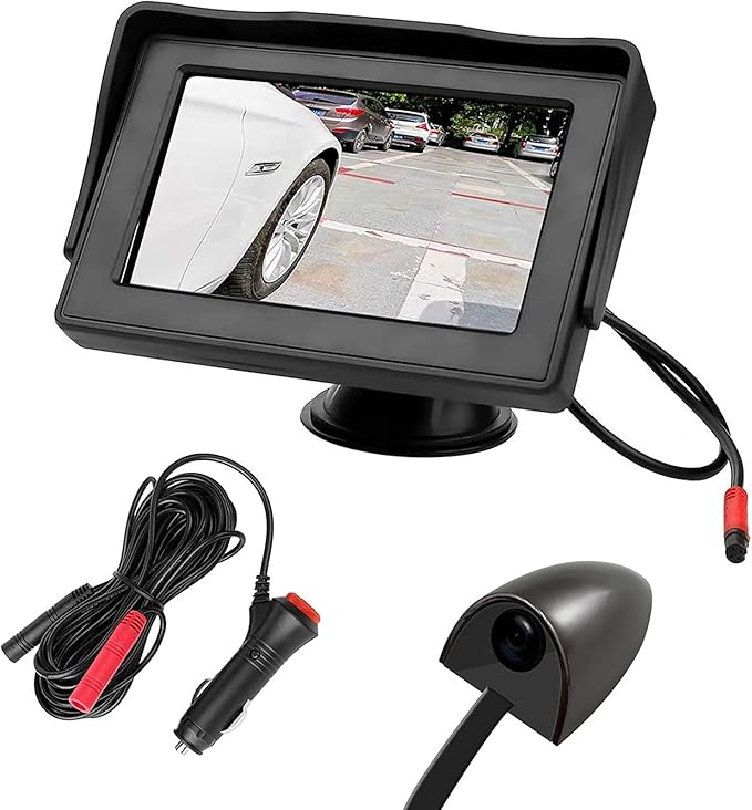 3T6B Side View Camera and 4.3” Monitor Kit, Car Door Tape Mounting Blind Spot Camera, Parking Assistance System with HD LCD S