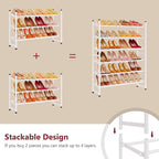 Tajsoon Expandable Shoe Rack for Closet 3 Tier, 28“-41“Adjustable & Stackable Shoe Shelf Storage, Metal Shoe Rack Organizer f