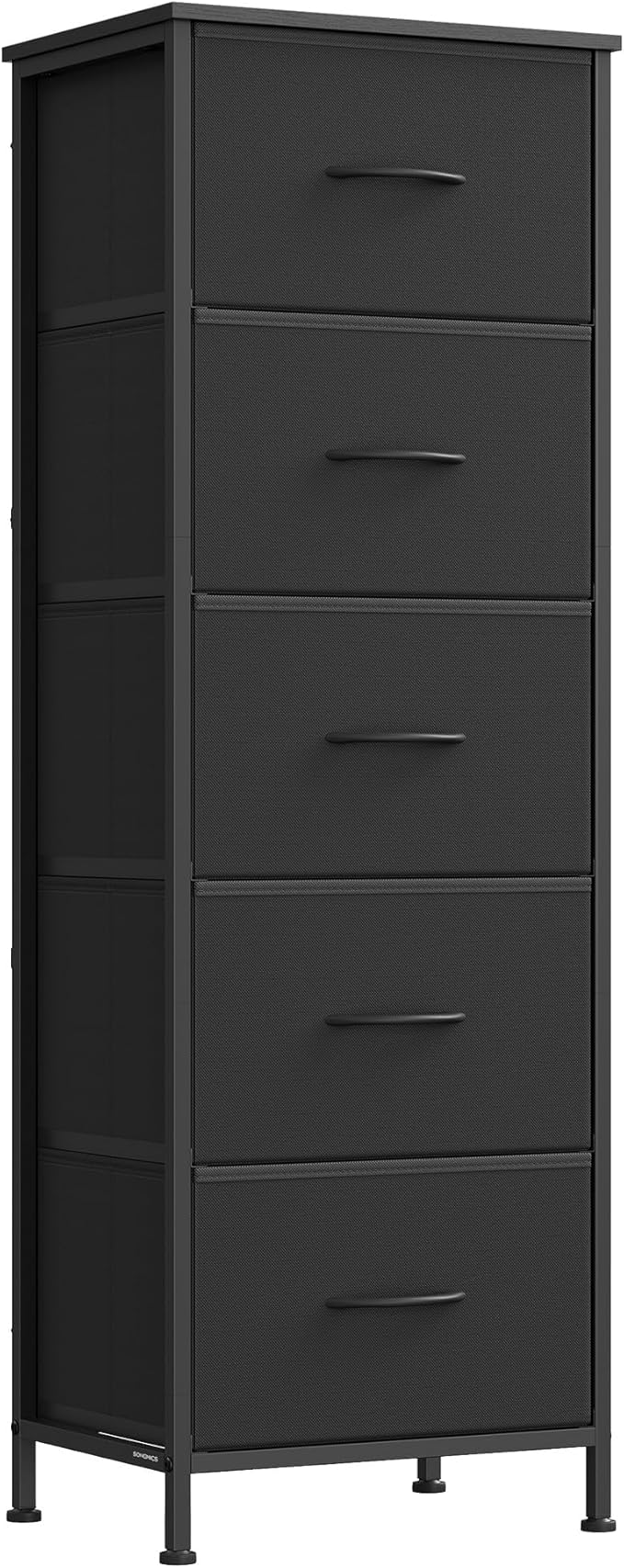 SONGMICS Dresser for Bedroom, Chest of Drawers, Steel, MDF, 5 Non-Woven Fabric Drawers, Storage Organizer Unit, Closet, Entry