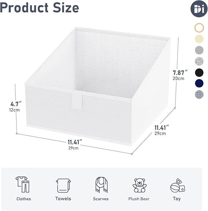 DIMJ Closet Storage Bins 10 Pack - Fabric Storage Baskets for Shelves, Collapsible Clothes Organizer, Trapezoid Shelf Organiz