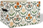 Coquette Blue Bow Floral Rectangular Storage Basket Organizer Bin Box with Handles,Girls Room Decorative Storage Baskets Toyb