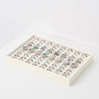 Stackable Jewelry Organizer Tray For Drawers,White Leather Small Earring Storage Tray,Bracelet And Necklace Display Box,Jewel