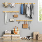Forbena Natural Wood Coat Rack Wall Mount Set of 4, Wooden Wall Hooks for Bathroom Towels, Vertical Coat Hanger for Kids Room