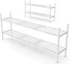 Shoe Rack, Expandable Shoes Organizer Metal Shelf Stand, 2 Tier Stackable Long Shoe Storage Holder For Closet, Floor, Entrywa