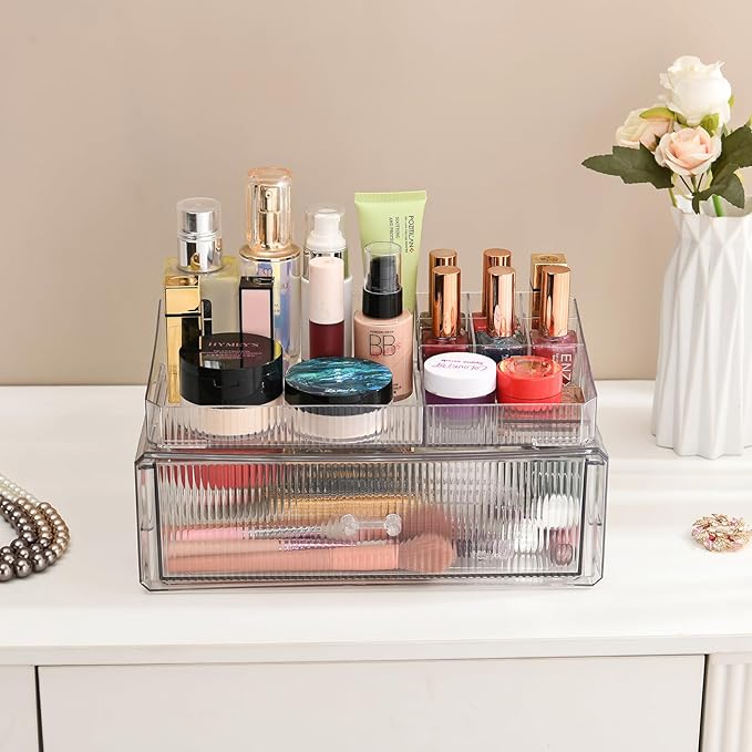 ZHIAIstackable storage drawer, transparent acrylic storage box, cosmetics and beauty product storage organizer, suitable for 