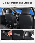 Huidasource Seat Covers, Nappa Leather Car Seat Covers, Velcro Adjustable, Compatible with Airbags, Armrests, Child Seat, Sea