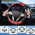 SuperKaKa Black and Red Steering Wheel Cover, Auto Diamond Style Cute Bling Comfort Car Interior Accessories Protector Sparkl