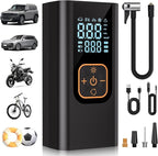 180PSI Tire Inflator Portable Air Compressor, 6X Faster Air Pump for Car Tires with Digital Pressure Gauge, 12V DC Adapter, LED Light, Portable Tire Inflator for Car, Motorcycle, Bike,Silver