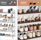 VILICK Shoe Rack for Closet Shoe Organizer Space Saver Storage for 20-25 Pair Shoe Shelf with Hook and Side Pocket Free Stand