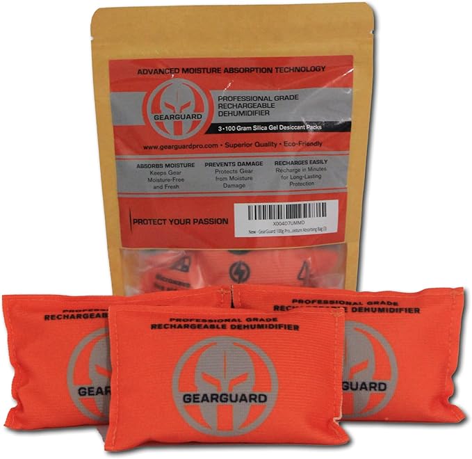 100g Professional Grade Rechargeable Dehumidifier - Desiccant (3-Pack) Moisture Absorbers for Storage Bins, Gun Safes, Cars,