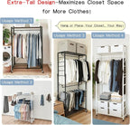 lumizone Folding Clothing Rack with Wheels Expandable Wardrobe Portable Clothes Rack for Hanging Clothes Adjustable Closet Sh
