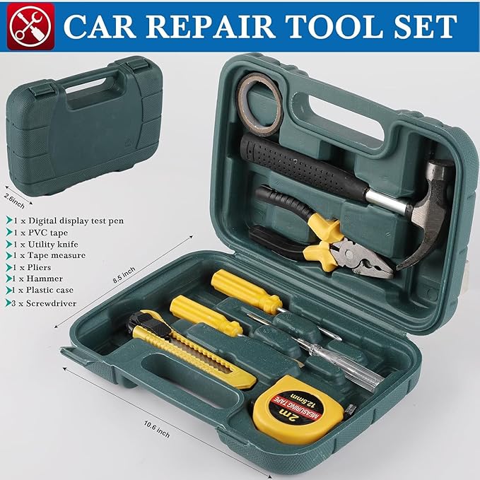 kewen Car Emergency Kit, Roadside Assistance Emergency Car Kit Jumper Cables, Road Trip Essentials, Auto Vehicle Car Safety K
