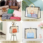15 PCS Dust Bags for Handbags,Purse Protector Storage Bag,Purse Cover Hanging Closet Organizer with Zipper Handle,Clear Handb