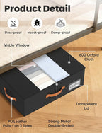 TOSKING 2-Pack Under Bed Storage Bins with Wheels and 4 Vacuum Seal Bags, Heavy Duty 80lbs Capacity,7.9"Height Clear Lid Orga