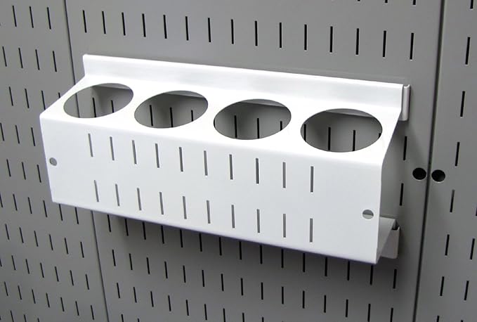 Wall Control Pegboard Spray Can Holder Bracket and Aerosol Can Organizer Pegboard and Slotted Tool Board - White