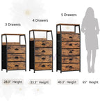 Furnulem Tall 5 Drawers Dresser, Vertical Storage Tower Fabric Dresser for Bedroom, Hallway, Entryway, Nursery, Closet Organi