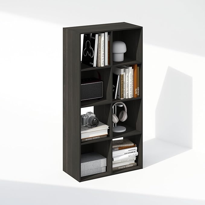 Furinno PELLI Book Shelf, 8-Cube Bookshelf, Horizontal Cube Storage Organizer Bookcase, 11.7 x 23.7 x 47, for Living Room, Be