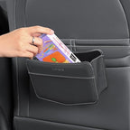 Car Trash Can Small Leather Vehicle Trash Bin Car Dustbin Garbage Organizer Holder with Trash Bag Foldable Mini Cars Storage Bag Container for Auto SUV Van Trucks (Black,Clip on)