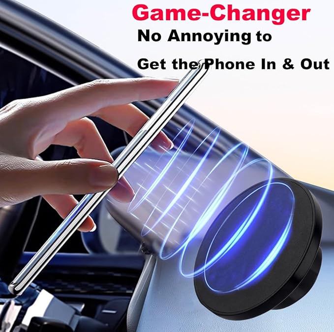 Magnetic CD Slot Phone Holder for Car, CD Slot Mount Phone Holder for Magsafe for iPhones, with Magnetic Metal Adapter Compatible with All Phones