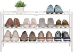 BMOSU 3-Tier Bamboo Extended Shoe Rack Premium Stackable Shoe Shelf Storage Organizer for Hallway Closet Living Room Entryway