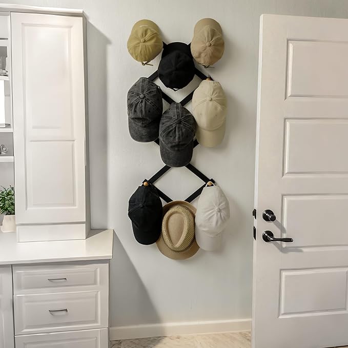 SKOLOO Hat Rack for Wall with 14 Hooks, Solid Wooden, Modern, Expandable Coat Rack Wall Mount for Coats, Hats, Bags, Baseball
