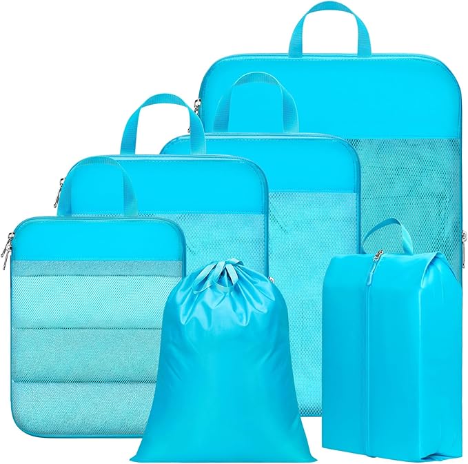 Cambond Compression Packing Cubes for Travel - Lightweight Expandable Travel Bags Luggage Organizers Travel Essentials Compre