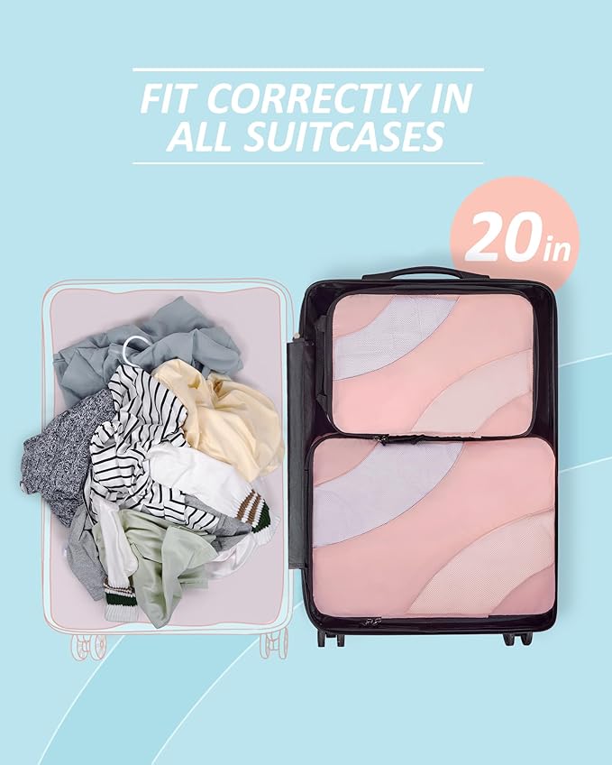 BAGSMART Compression Packing Cubes, 6 Set/4 Set/2 Set Travel Packing Cubes for Carry on Suitcases, Compression Suitcase Organ