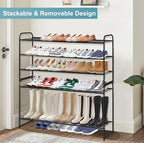 AOODA Long 3 Tier Metal Shoe Rack for Closet Wide Stackable Shoe Storage Organizer for Entryway, Bedroom, Floor, 24-Pairs Men