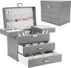 Dajasan Jewelry Organizer Box, Large Jewelry Boxes for Women Girls, Space-Saving 4 Layers Jewelry Storage Case with Drawer, M