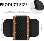 NBTEPEM Bling Car Center Console Cover, Leather Car Arm Rest Cover Cushion with 2 Storage Bags, Universal Auto Armrest Protector Storage Box, Bling Accessories Interior for Most Vehicles (Orange)