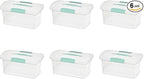 Sterilite 6 Pack Stackable Storage Bin with Latch Lid, Medium Nesting ShowOffs, Clear