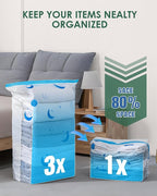 Vacuum Storage Bags with Electric Pump, 12 Pack Vacuum Sealed Bag with 1500mAh Rechargeable Battery for Clothes, Blanket, Duv