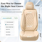 Coverado Full Set Leather Car Seat Covers, Waterproof Faux Leather Seat Covers, Beige Car Seat Protectors, 5 Seats, Universal