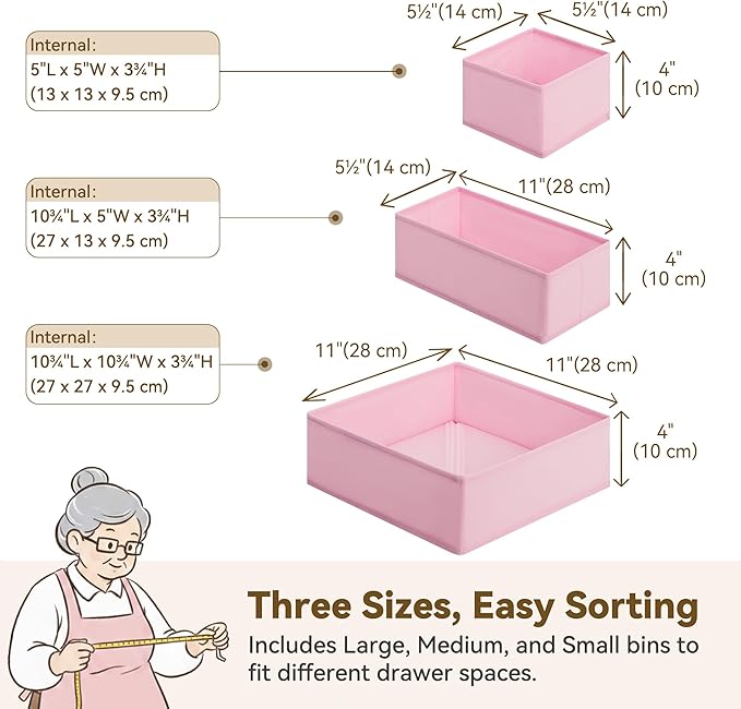 GRANNY SAYS Drawer Organizer Clothes, 12 Pack Dresser Organizer Bins for Nursery, Closet Organization and Storage Dividers fo