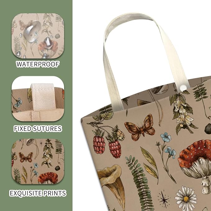 Car Trash Can, Cute Car Trash Bag, Hanging Car Organizer and Storage Bag, Trash Bin for Car Accessories, Vehicle, Travelling, Camping Cute Boho Mushroom