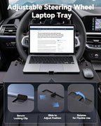 Car Steering Wheel Desk for Laptop, Portable Car Steering Wheel Tray for Eating & Work, Multipurpose Travel Car Table, Steering Wheel Mounted Desk (Parked Use Only)
