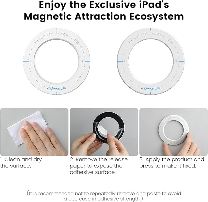 Nillkin iPad Magnetic Wall Mount Holder, Tablet Holder Magnets Mount for Kitchen car,Kids,Bathroom, Car headrest Backseat, Mount for Apple TV, Router, Smart Home hub, Photo (White)