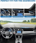 FIILINES Dash Cover Compatible with Honda Civic Coupe Sedan/Hatchback 2016-2021(Not Fit 2022 Civic) Dashboard Mat Cover Car A