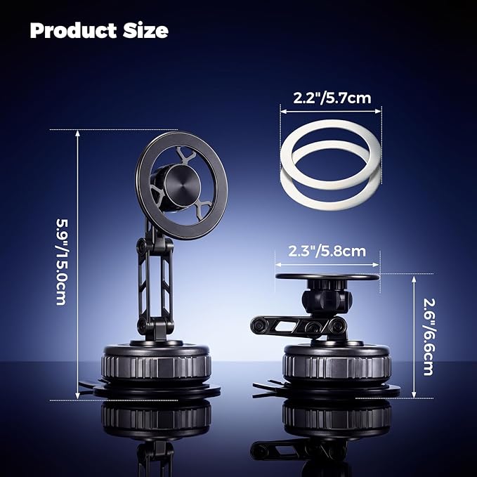 EdenseeLake Magsafe Car Phone Holder, 360° Adjustable Car Phone Mount, Strong Magnetic Vacuum Suction Cup Phone Holders for Your Car, 17 Pro Max 16 15 14 13 12 Air Plus