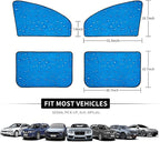 Aokway Side Window Sunshade Sun Shade for Car Window Double Thickness Auto Windshield Sunshades Curtain Universal Fit for Driver for Baby UV Protection (Blue, Front+Rear Side 4Pcs)