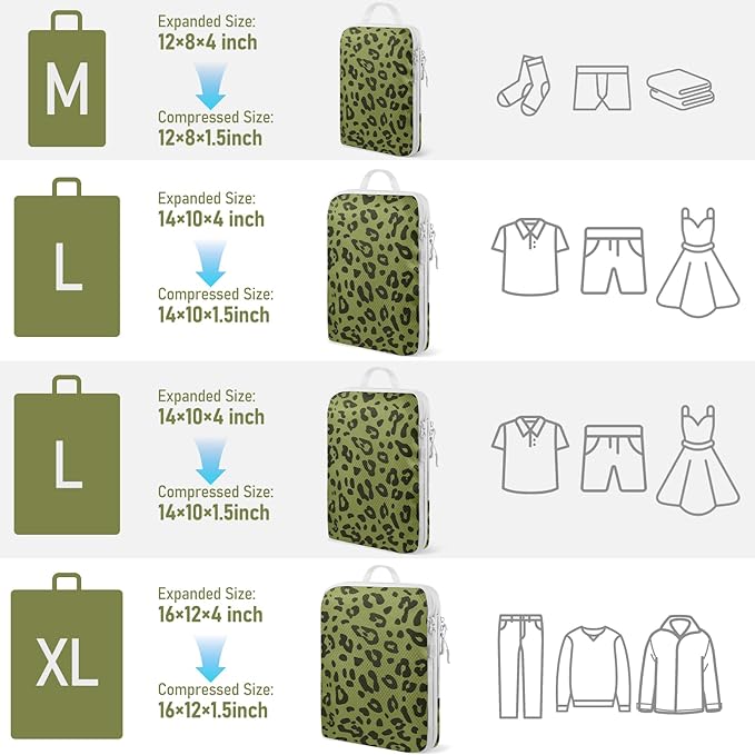 4 Set Compression Packing Cubes For Travel Bags Organizer For Luggage Suitcase Organizer, Compression Bags For Travel Accesso