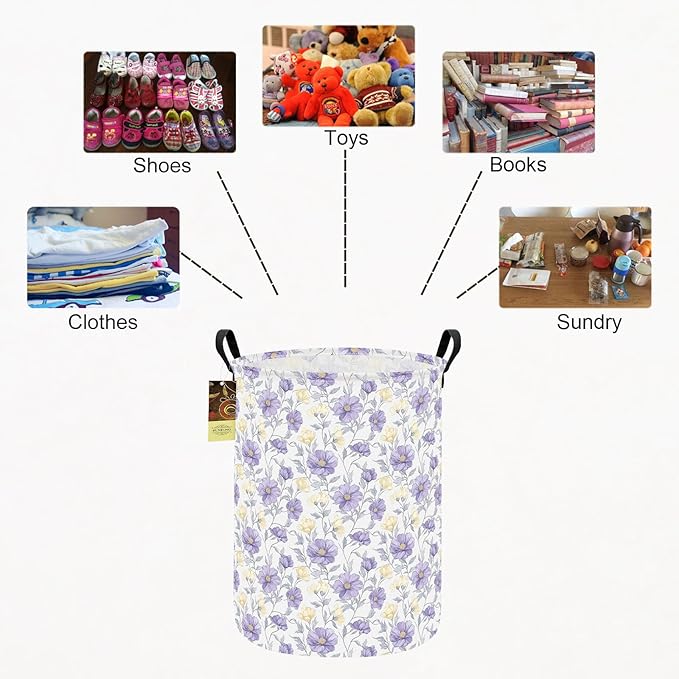 HUNRUNG Laundry Hamper,Large Canvas Fabric Lightweight Storage Basket Toy Organizer Dirty Clothes Collapsible Waterproof for 