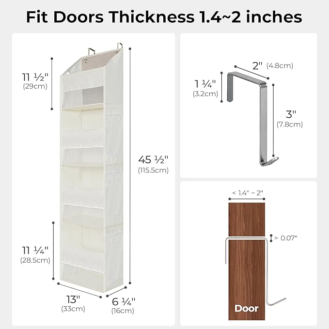 GRANNY SAYS Over the Door Organizer, 4-Shelf Behind the Door Storage with 6 Pockets and Clear Window, Waterproof Anti Tilt 35